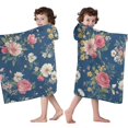 thumbnail image 4 of Pioneer Flower Floral Print Pattern Hooded Bath Towel，50"x30" for Ages 3 To 12 Kids, Quick Dry Lightweight Soft Microfiber Hood Beach Towel Cover Up for Kids, 4 of 7