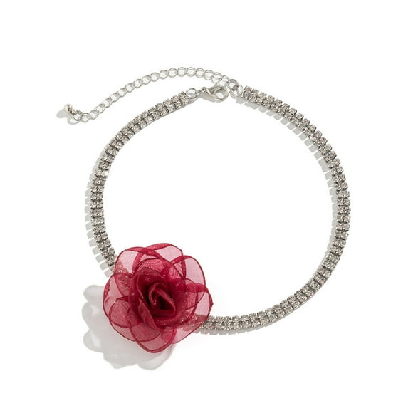 LYMAYTER Girls Choker Women's Choker - Chain, Shiny, AdjUS-CYYLtable, Retro Handmade Rose Flower