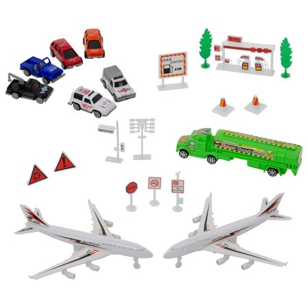 Kids Airport Playset with Toy Airplanes, Play Vehicles, and Accessories, Best Party Favor, Gift, Fun, Party, Birthday Theme