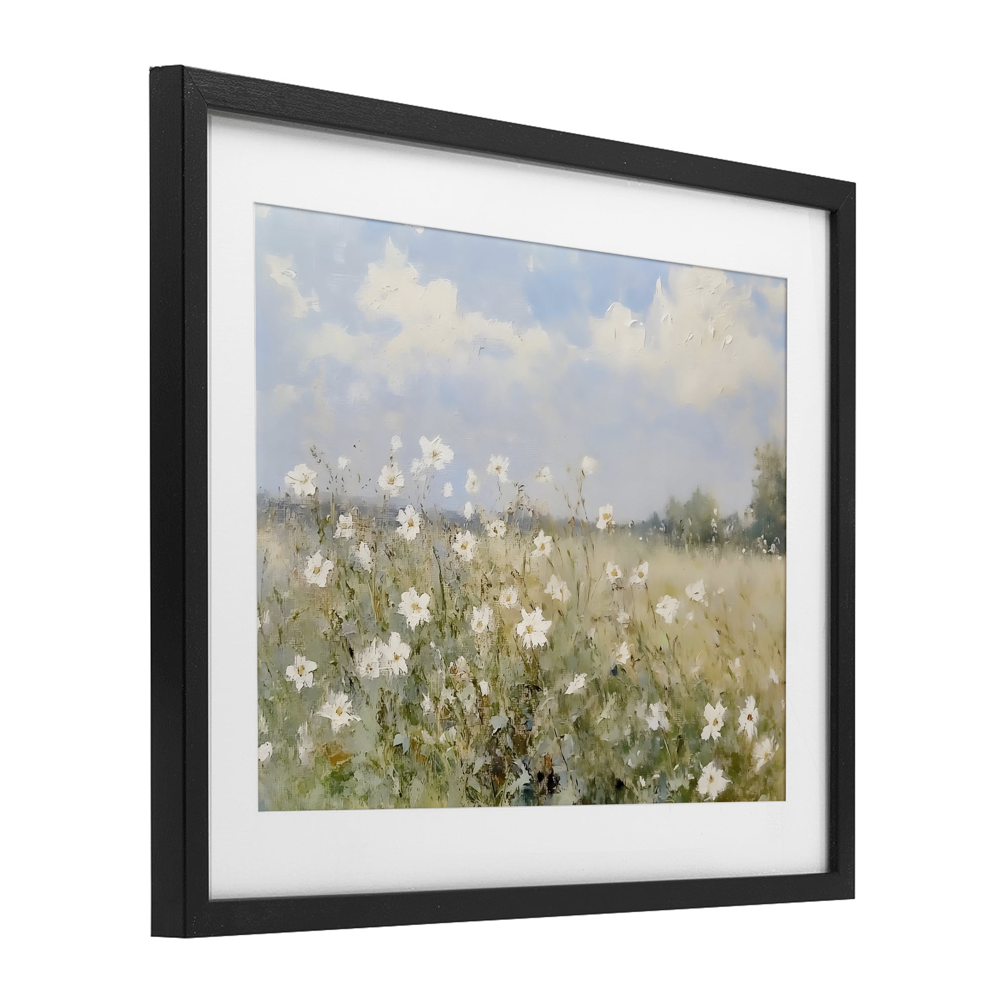 Stupell Industries Neutral Wildflower Field in Bloom Black Framed Print Under Glass, design by LSR Design Studio