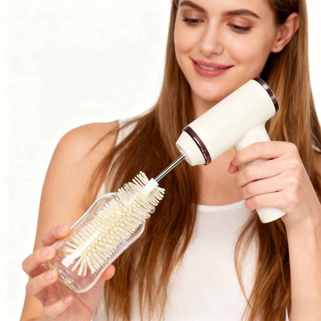 Elastomer Hair Electric Bottle Cleansing Brush Ergonomic Handle For Utensils Cups