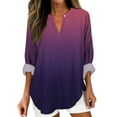 thumbnail image 1 of RXIRUCGD Chemisier Classique à Manches Retroussables Col en V pour Femmes, Violet, Taille : m, 1 of 4