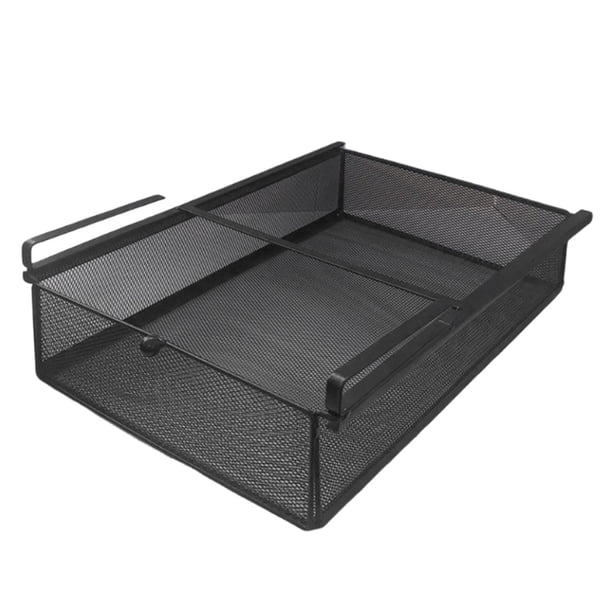 Cajón extraíble colgante que se desliza debajo del estante, práctico para la decoración del hogar, ropa interior L Negro