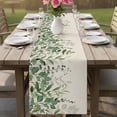 thumbnail image 4 of Green Leaves Table Runner - 48 Inch Long Summer Botanical Cotton and Linen Blended Dress Scarves Farmhouse Table Runner for Kitchen Dining, Coffee Table, 13" x 48", 4 of 8