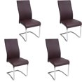 thumbnail image 3 of Accord Dining Chair (Set of 4 Chairs) - Modern Leatherette Dining Chair with Tubular Metal Chrome Frame (4, Brown Seat - Silver Frame, W17.5"xD18.0"xH38.5"), 3 of 3