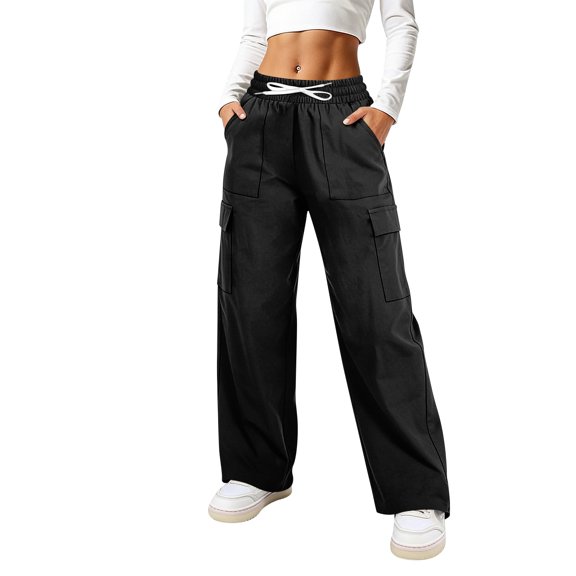 DORKASM Cargo Pants for Women 28"/30" Lightweight Quick Dry Casual Travel Pants Work Hiking Outdoor Trousers with Pockets Black 2XL