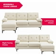 thumbnail image 3 of MUZZ Chenille Sectional Sofa with Convertible Chaise,85" L-Shaped Sectional Sofa with Storage Pocket & Rivet Design,Sleeper Sofa Couch for Living Room(Beige), 3 of 8