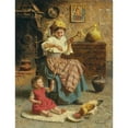 thumbnail image 2 of Eugenio Zampighi 12x14 Gold Ornate Wood Frame and Double Matted Museum Art Print Titled - Spinning in the Kitchen, 2 of 4
