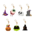 thumbnail image 1 of NAOJIE 7 Pcs Halloween Paper Hanging Ornaments Halloween Tree Decorations Colorful Cutouts with Ropes Hanging Signs Pendant for Home Tree Party Indoor Decorations(Cute Style), 1 of 3