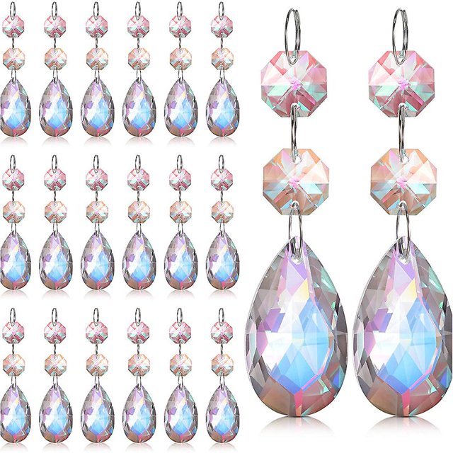 20 piezas candelabro de cristal de repuesto Arco Iris lágrima cristal candelabro accesorios cuentas TUNC Sencillez