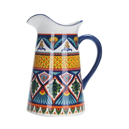 

Bico Havana Ceramic 2.5 Quarts Pitcher with Handle Decorative Vase for Flower Arrangements Dishwasher Safe