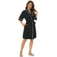 thumbnail image 3 of ANLIQI Womens Bamboo Rayon Short Robes Lightweight Kimono Cotton Robe Soft Knit Bathrobe Ladies Loungewear with Pockets(Black,L), 3 of 5
