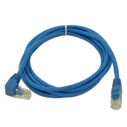 7ft Cat5E ANGLED Ethernet RJ45 Patch Cable, NON-BOOTED, BLUE
