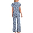 thumbnail image 3 of Fantaslook Flower Womens Pajamas Sets Two Piece Casual Lounge Sets Ruffle Sleeve Tops Wide Leg Pants with Pockets Summer Sleepwear Travel Outfits, 3 of 7