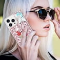 thumbnail image 6 of Compatible with iPhone 15 Pro Bling Diamond Case Sparkle 3D Crystal Rhinestone Glitter Case Luxury Cute Butterfly Floral Case Women Girly Soft TPU Bumper Shockproof Phone Cover, Pink, 6 of 6