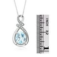 thumbnail image 4 of RYLOS Necklace Sterling Silver 925 Classic Designer Necklace Gemstone &  Diamonds Pendant with 18" Chain 9X7MM Aquamarine March Birthstone Womens Jewelry Silver Necklace, 4 of 8