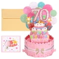 thumbnail image 1 of Tarjeta de Cumpleaños 70 de Uxcell Tarjeta de Cumpleaños Pop-Out con Tarjeta de Felicitación y Sobre para Regalo de Mujeres y Niñas Rosa, 1 of 6
