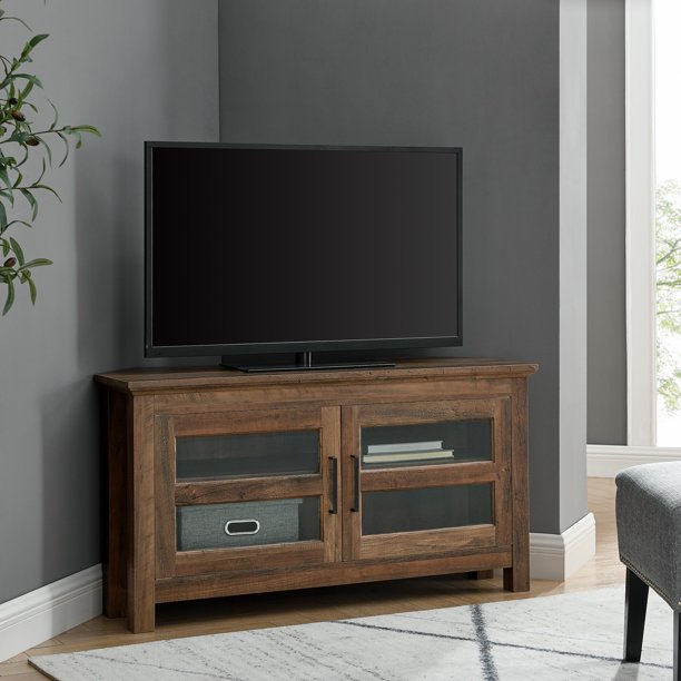 Woven Paths Modern Farmhouse Corner TV Stand for TVs up to 48
