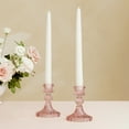 thumbnail image 2 of Weddingstar Vintage Style Pressed Glass Candle Holder - Pink - Set of 3, 2 of 4
