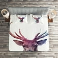 thumbnail image 2 of Ambesonne Pastel Quilted Coverlet 3 Pcs, Antlers Wild Nature, Queen Size, Pink Lilac, 2 of 2