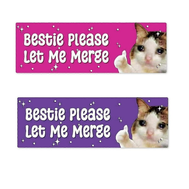 Sad Cat Sticker Bumper Sticker, 10pcs Vinyl Bumper Sticker, Sad Cat Bestie Please Let Me Merge Bumper Stickers