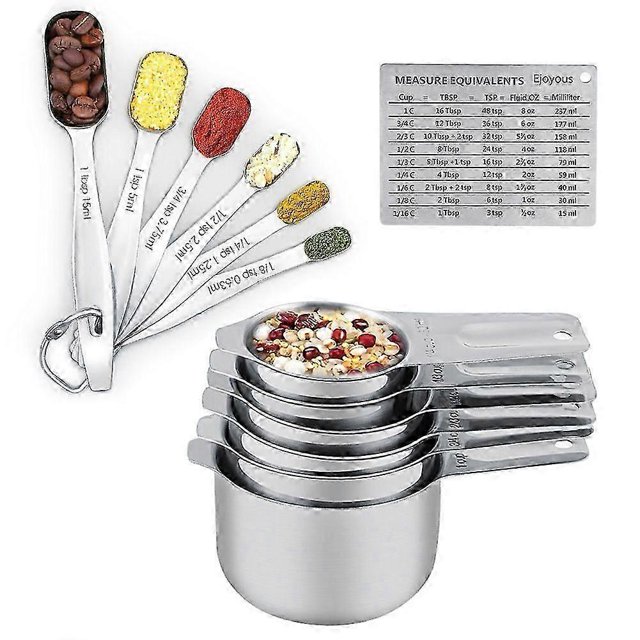 Measuring Cups and Measuring Spoons Set Ejoyous 304 Stainless Steel 13 Pieces Kitchen Measuring