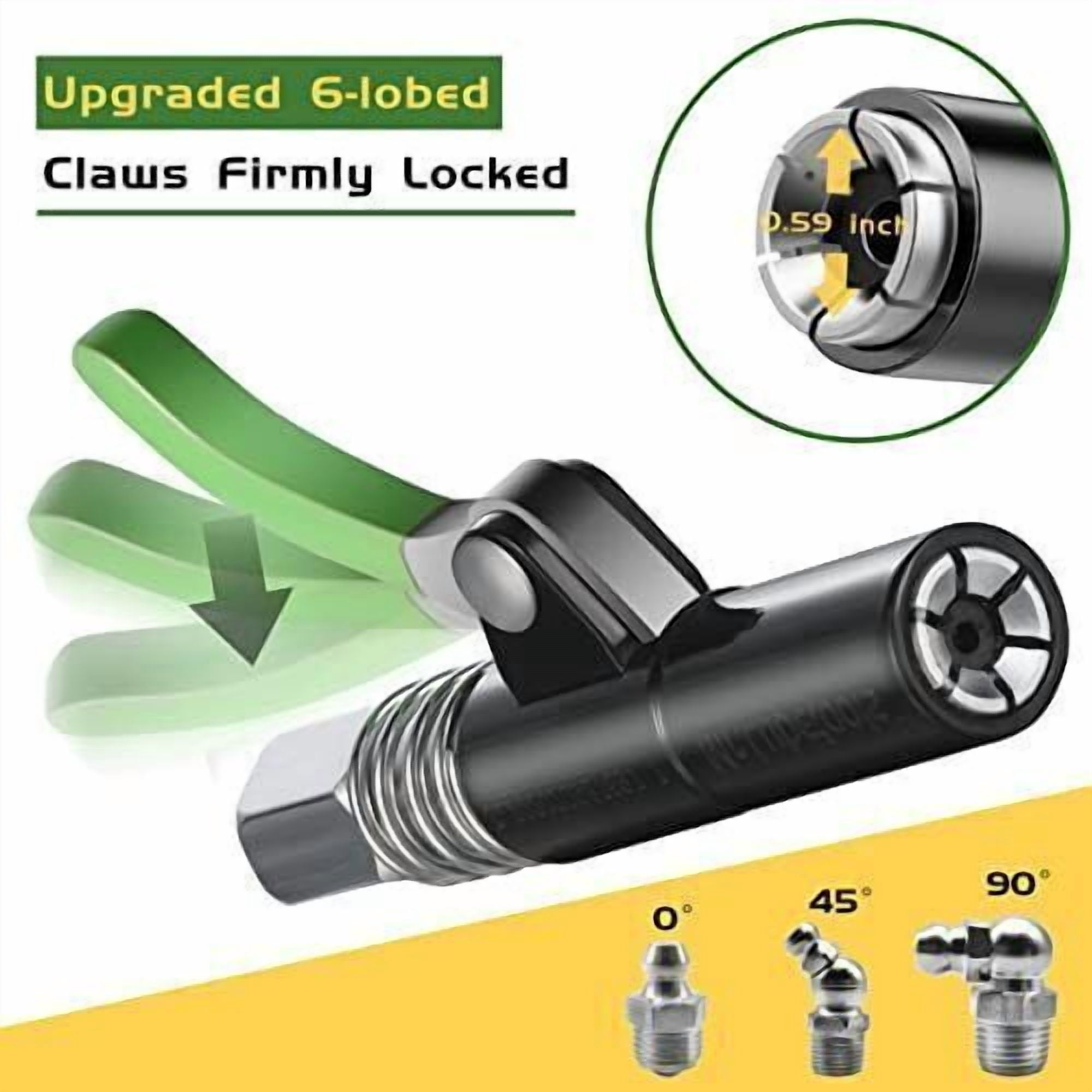 Grease Tool Tip Gun Coupler,10000 PSI Quick Lock Release Leak-Free Fit,1/8" NPT