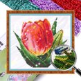 thumbnail image 1 of Kit Punto Cruz Flores Impresas Con Cuentas Bordado Parcial Arte para El 28x25cm, 1 of 9
