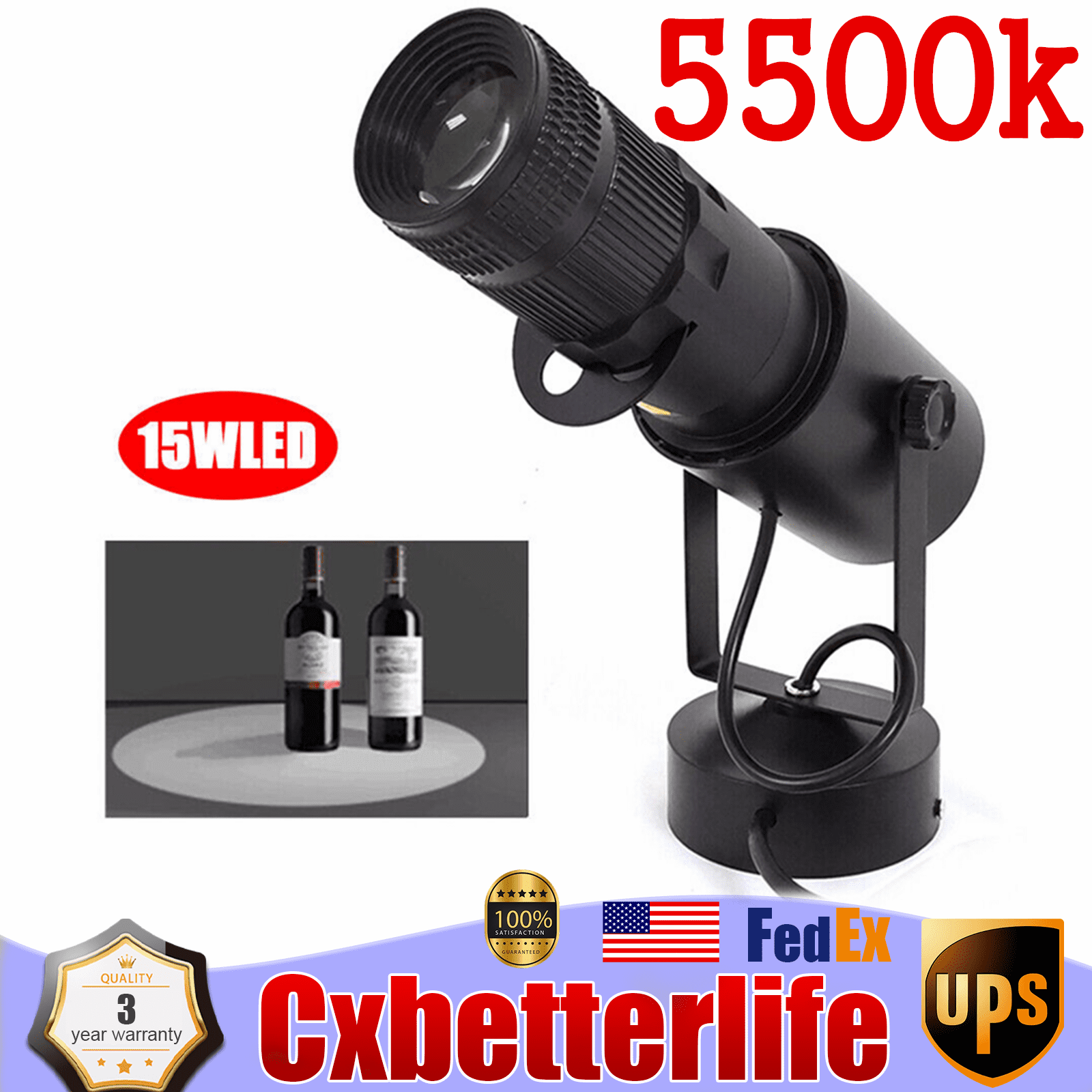 DJ Light, 15W Stage Lighting LED DMX Pin Spot for Club Disco Party Show DJ 5500k