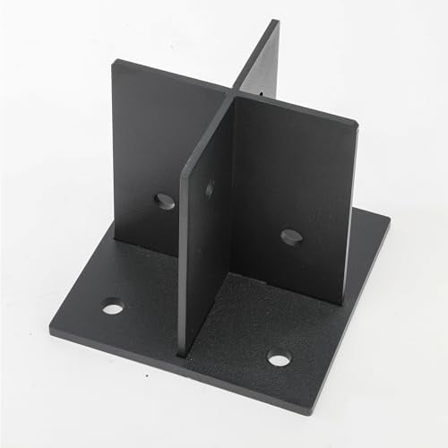 6x6 Concealed Post Base, 5mm Thick Solid Steel Heavy Duty Post Anchor Brackets, Black Powder Coated Fence Railing Post Anchor Holders for 6x6 Lumber, Decks, Fences, Mailbox, Gazebo, Pavilions