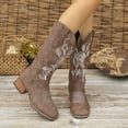 thumbnail image 5 of Mostsola Square Toe Cowboy Boots for Women Floral Embroidered Cowgirl Western Boots Wide Calf Boots, 5 of 7