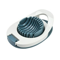 Egg Slicer for Hard Boiled Eggs, Stainless Steel Wire Egg Cutter with Stylish Duotone Plastic Body, Great for Boiled Eggs, Strawberry, Spam, Fruit, Mushroom and More (White Blue)