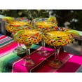 thumbnail image 3 of Mexican Hand Blown Glass – Set of 4 Hand Blown Margarita Glasses Confetti Rock (16 oz), 3 of 4