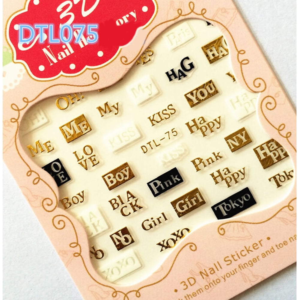 Cuteam Nail Art Sticker,Multipattern Nail Art Letter Sticker Women