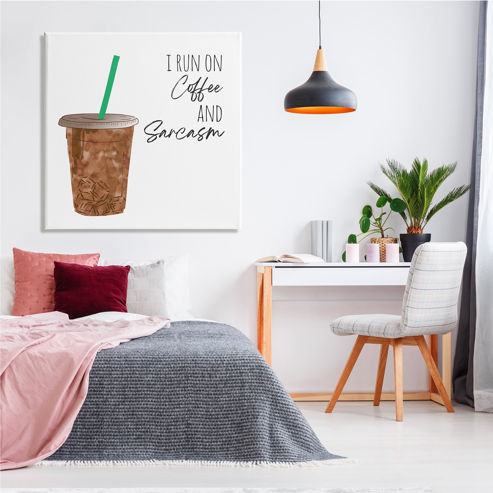 Stupell Industries Run On Coffee And Sarcasm Funny Beverage Phrase, 36 x 36, Design by Jennifer McCully