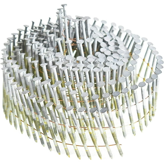 PET-U 1-3/4Inch x 0.092Inch Collated Wire Coil Siding Nails 15-Degree Full Round-Head Ring 3600 Count Hot-Dipped Galvanized for Rough Nailing of Lathing and Sheathing Materials