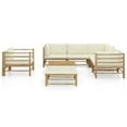 thumbnail image 2 of vidaXL 8 Piece Patio Lounge Set with Cream White Cushions Bamboo, 2 of 7