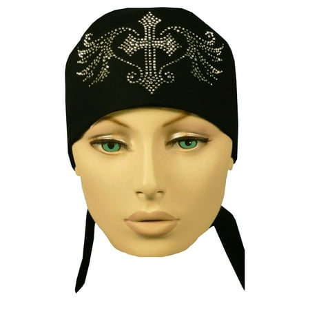 Leather Biker Skull Cap - CHRISTIAN Doo-Rag with SWEATBAND Motorcycle Skull Cap Bikers Do-Bandana