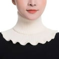 thumbnail image 1 of Women's Ribbed Knit Turtleneck False Collar Ruffle Neck Scarf Extender, Detachable Winter Warm Dickey Sweater Bib Front, Polyester Fiber, 10.2" x 5.9" One Size, 1 of 8