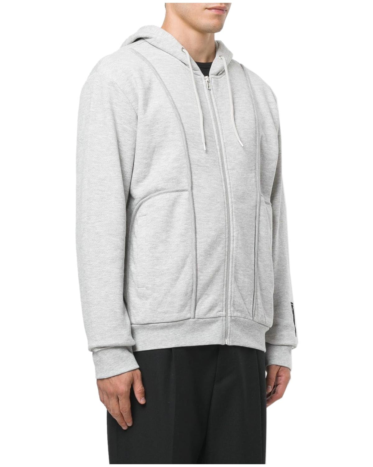 McQ Alexander McQueen Glyph Icon Patch Hoodie Sweatshirt Medium M Smoke Melange