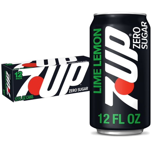 7UP Caffeine Free Zero Sugar Lime Lemon Soda Pop, 12 fl oz, 12 Pack Cans