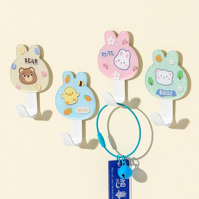 Gancho de acero inoxidable para dormitorio de estudiantes y jóvenes con forma de animal de dibujos animados Bao Bao 2 ganchos