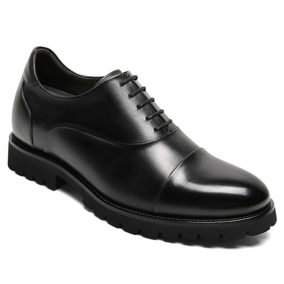 CMR CHAMARIPA Men's Height Increasing Formal Shoes - Black Leather Oxford Shoes 8CM / 3.15 Inches