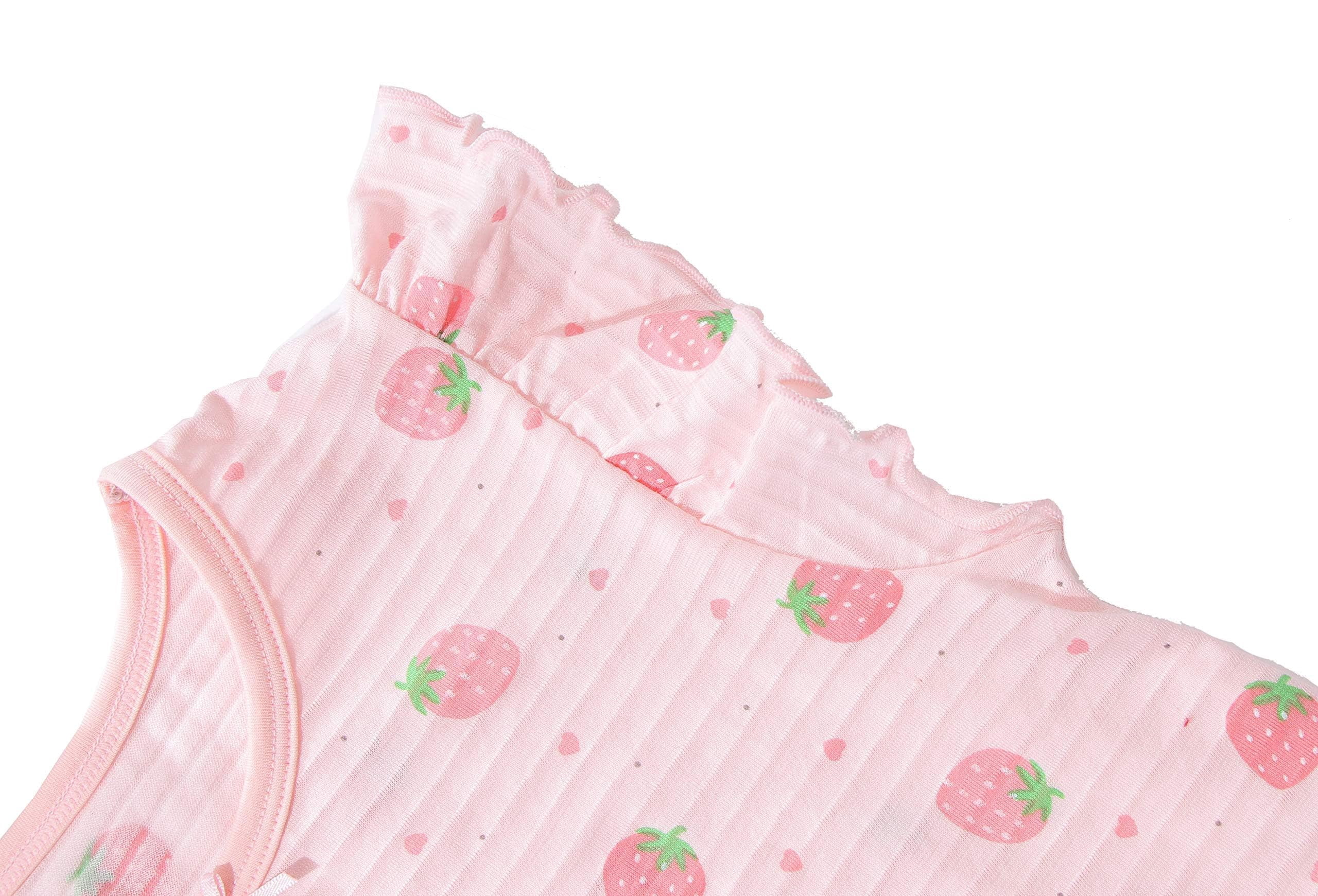 Miyanuby Chemise De Nuit Fille Coton - Robe Pyjama Princesse à Manches Volantes 3-14 Ans