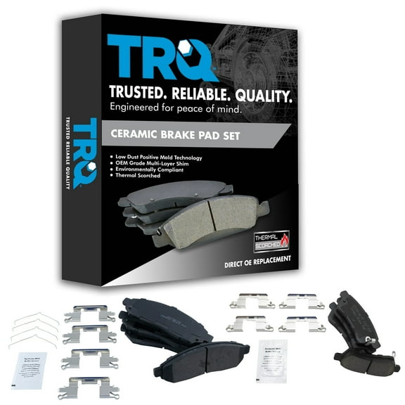 TRQ Front & Rear Premium Posi Ceramic Disc Brake Pad Kit for Nissan Suzuki BFA13069