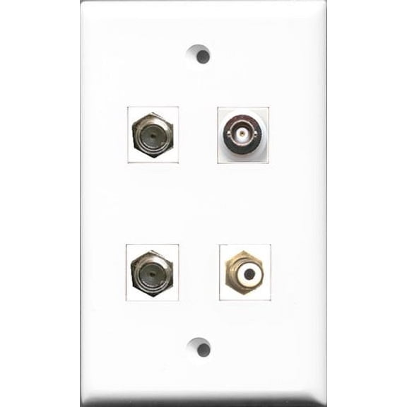 RiteAV 1 Port RCA White 2 Port Coax Cable TV- F-Type and 1 Port BNC Wall Plate