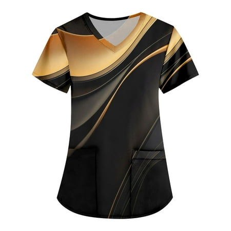 

Dorkasm Scrub Tops with Pockets Scrubs Short Sleeve V Neck Graphic Blouses for Women Loose Fit Workwear Tops Dark Green L