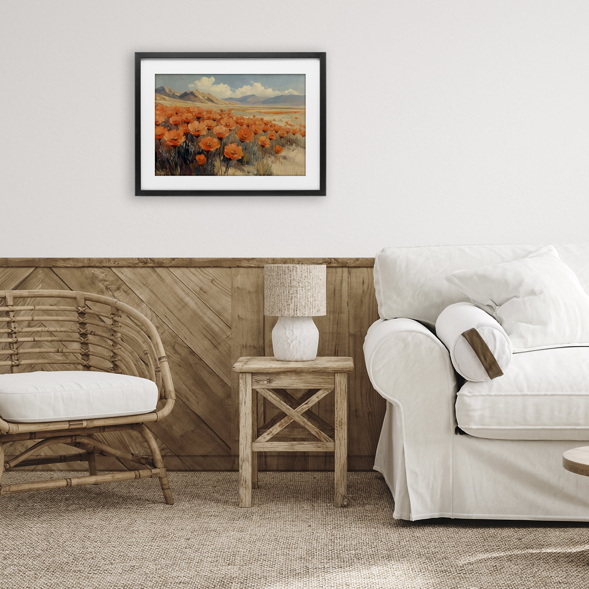 Stupell Industries Desert Poppies in Valley Black Framed Print Under Glass, design by Gina Kelly
