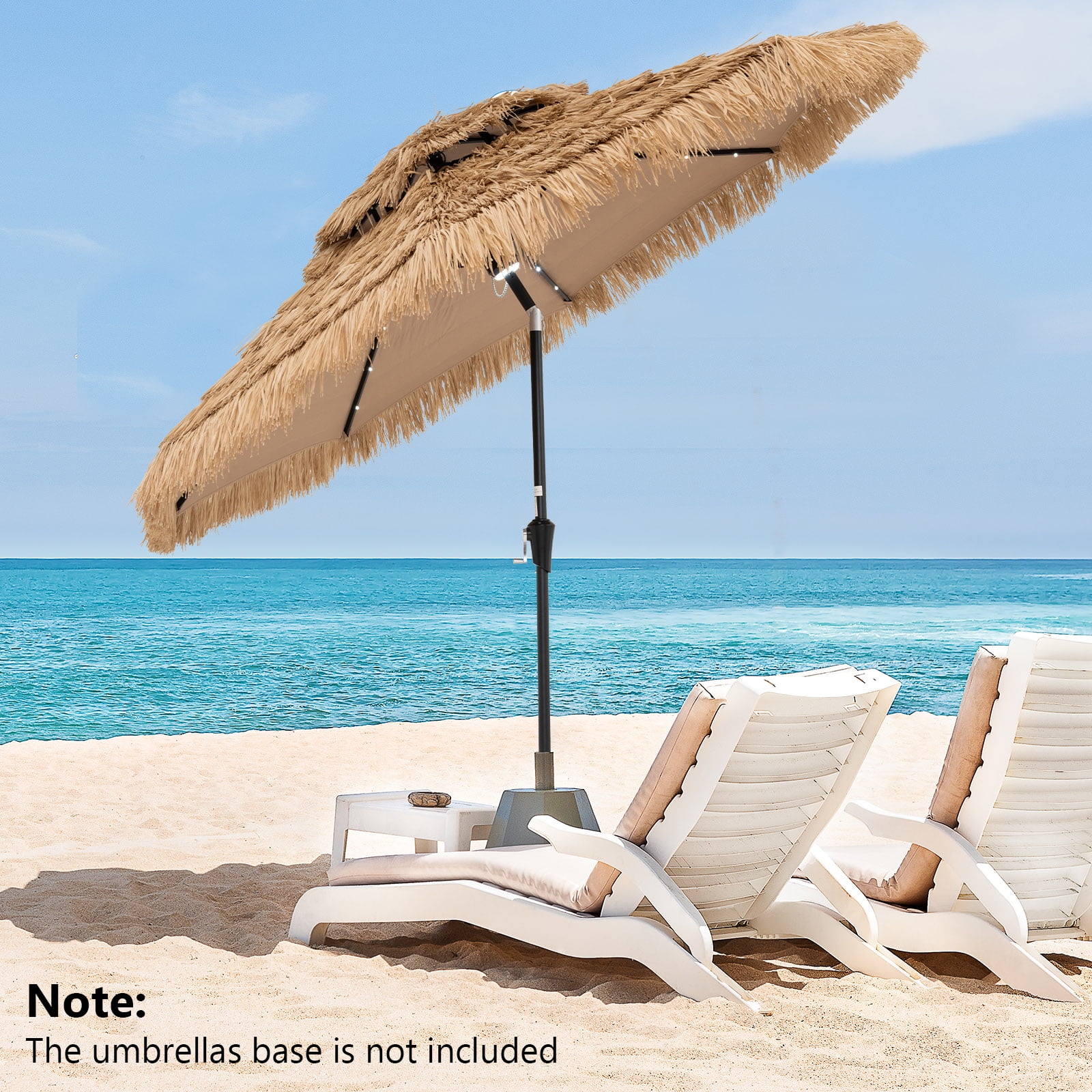 Gymax 7 FT Hawaiian Style Umbrella Sun-proof Thatched Patio Tiki Umbrella w/8 Ribs