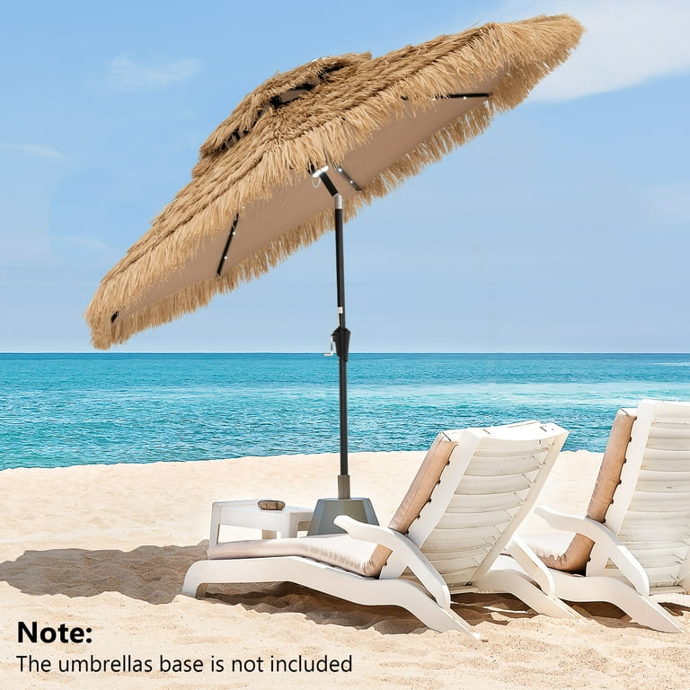 hawaiian style beach patio umbrella AMMSUN 9ft Hula Thatched Tiki The canopy can tilt to the left or right Gymax 7 FT Hawaiian Style